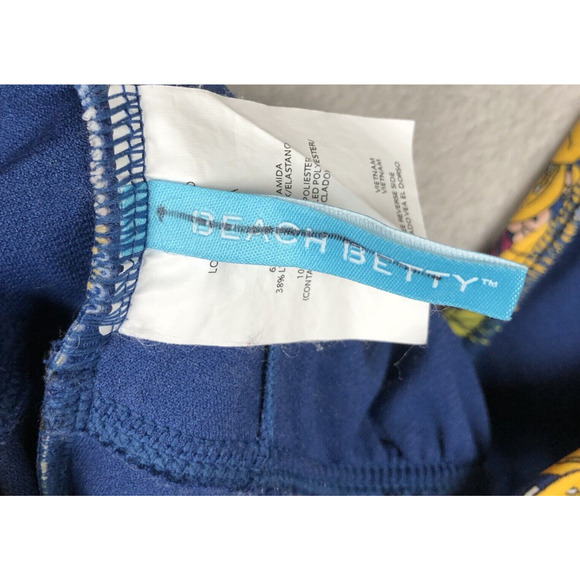 BEACH BETTY Miracle Brands Estilo Swimsuit Sz S Blue Floral Flutter Strap Tie - Picture 7 of 9